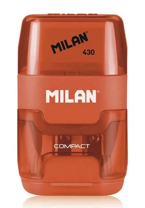 MILAN ξύστρα μολυβιών με κάδο & γόμα , πορτοκαλί