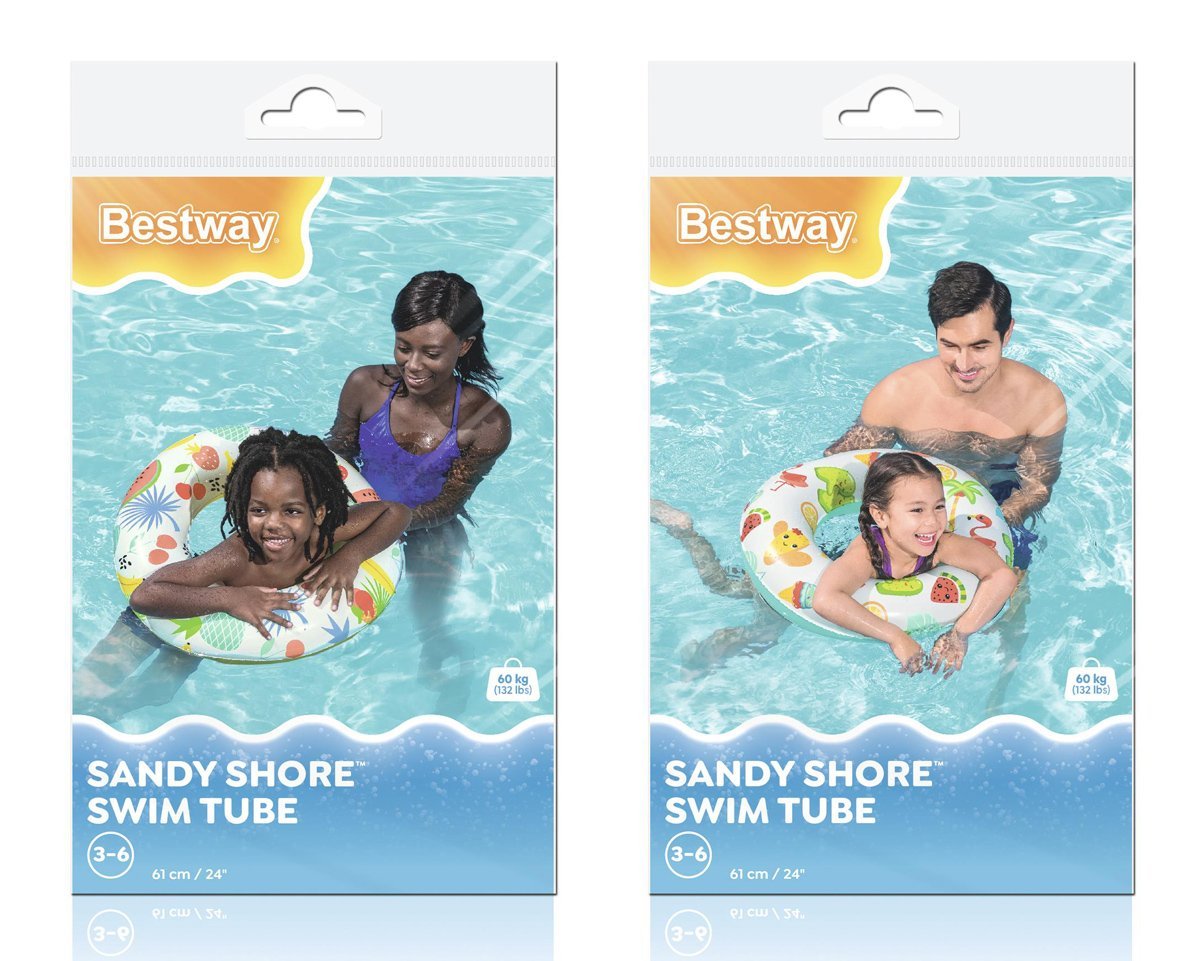 BESTWAY παιδικό σωσίβιο κουλούρα , 61cm, 3-6 ετών, διάφορα χρώματα/σχέδια, 1τμχ - Image 5