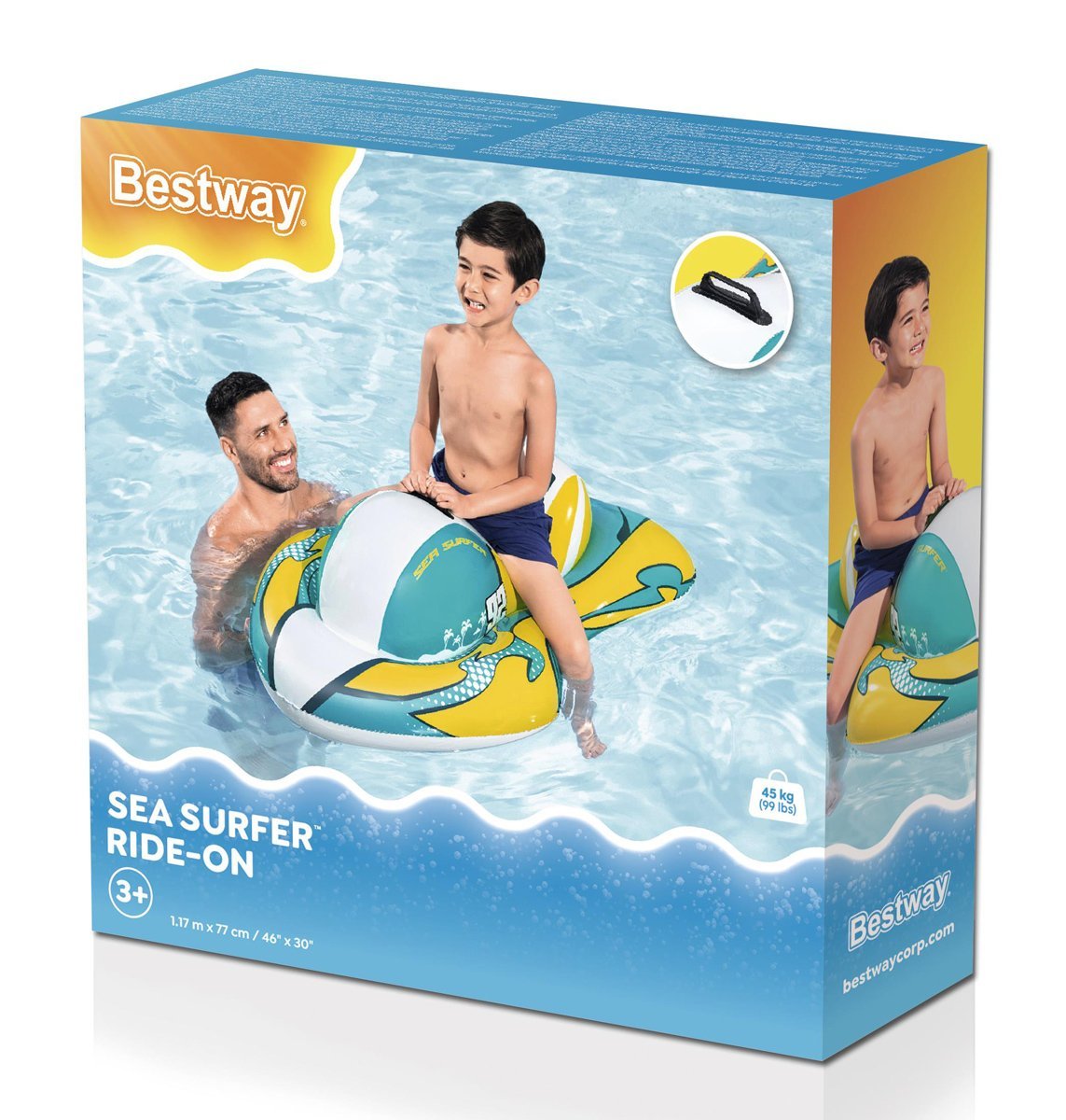 BESTWAY παιδικό φουσκωτό ride on , 117x77cm, Sea Surfer - Image 8
