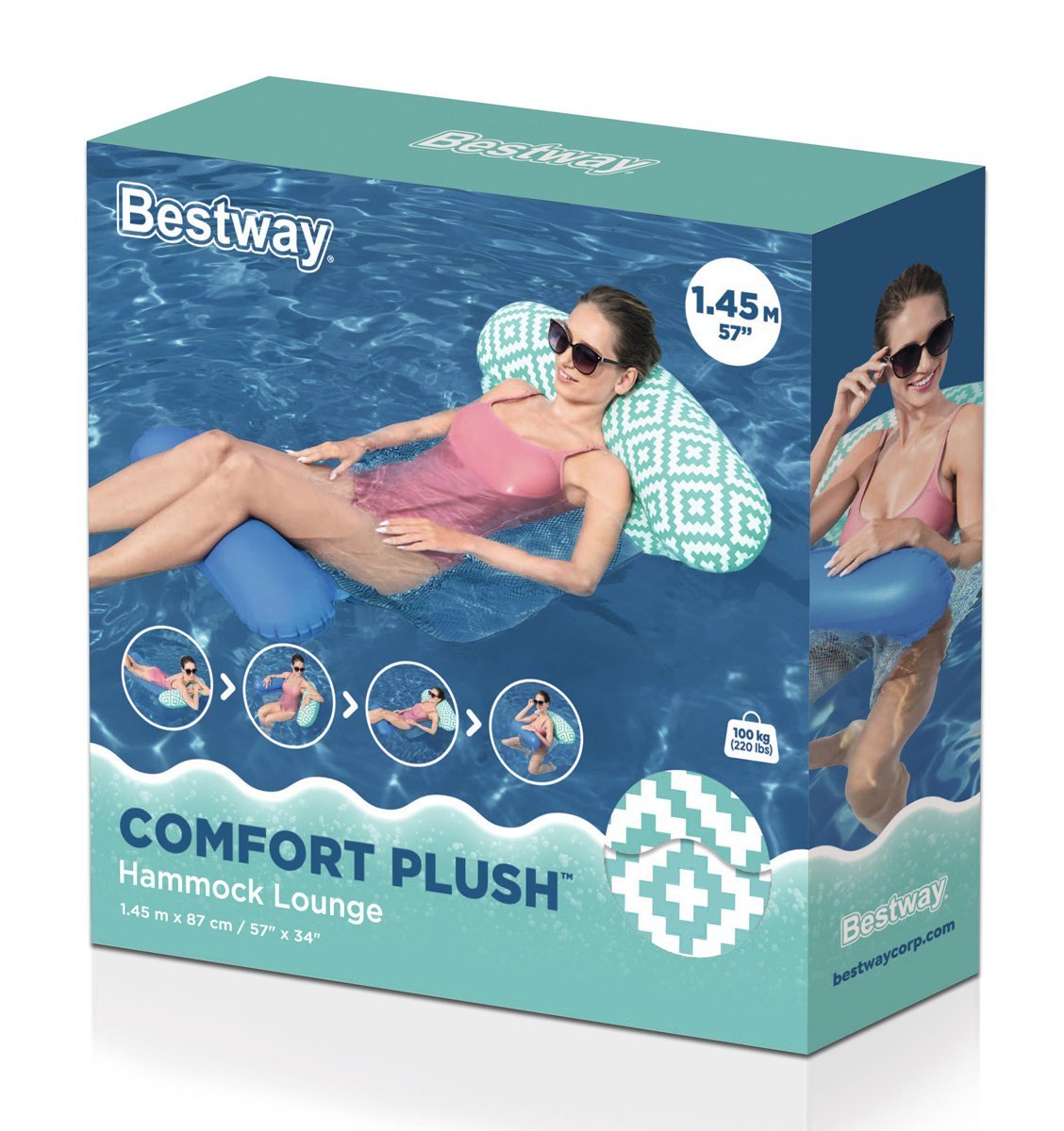 BESTWAY φουσκωτή καρέκλα θαλάσσης , 145x87cm, βεραμάν/μπλε - Image 9