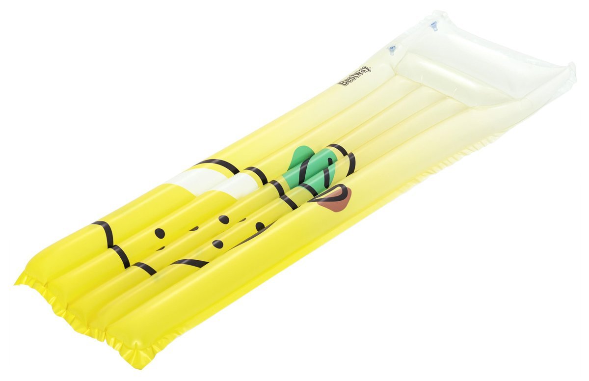 BESTWAY φουσκωτό στρώμα θαλάσσης με μαξιλάρι, 183x69cm, κίτρινο