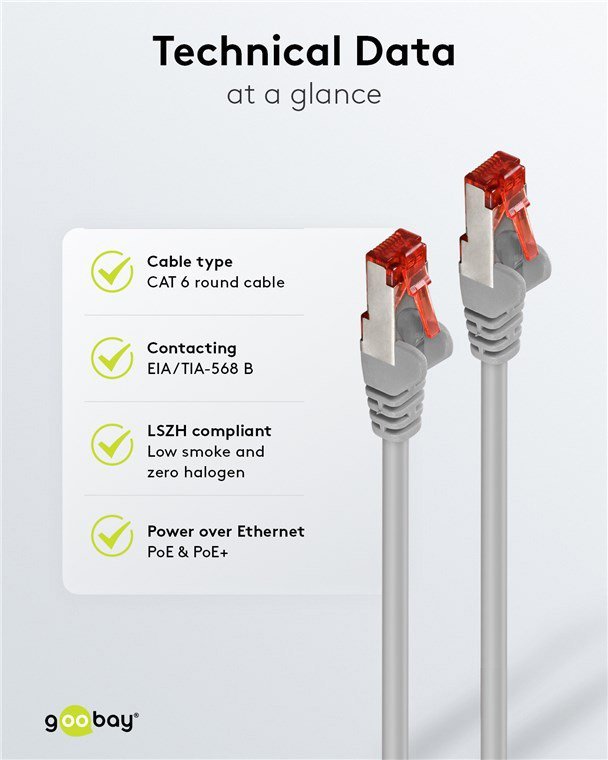GOOBAY καλώδιο δικτύου , CAT 6 S/FTP, copper, 250MHz, 7.5m, γκρι - Image 5
