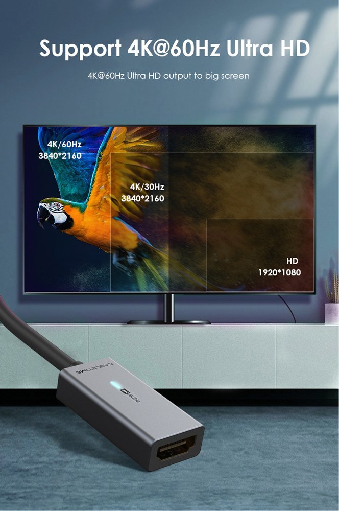 CABLETIME αντάπτορας DisplayPort σε HDMI CT-AV89-P02G4K60, 4K/60Hz, γκρι - Image 5