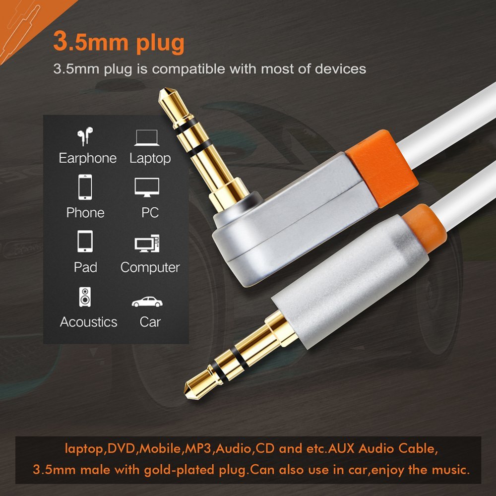 CABLETIME καλώδιο ήχου 3.mm CT-AV311-P11RG, γωνιακό, gold plated, 3m, λευκό - Image 4