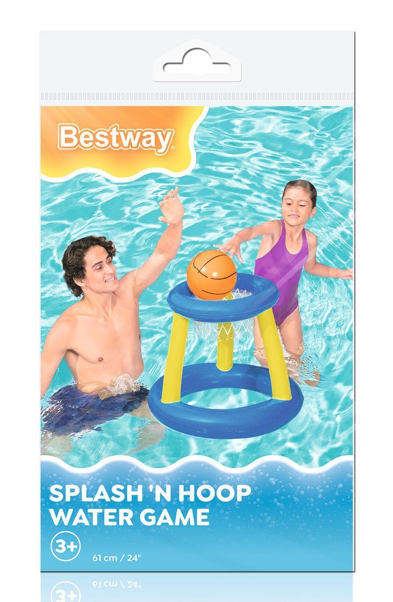 BESTWAY φουσκωτό παιχνίδι μπασκέτα πισίνας/θαλάσσης με φουσκωτή μπάλα, 61cm, μπλε/κίτρινη - Image 6