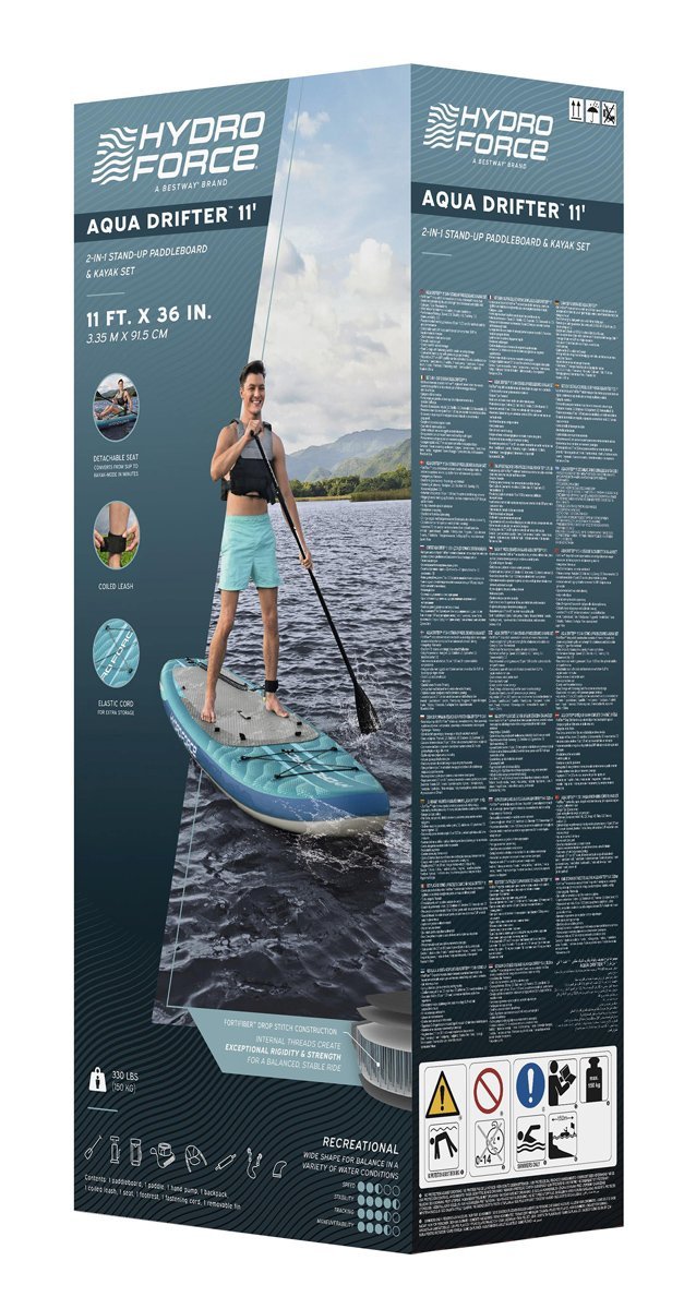BESTWAY φουσκωτή σανίδα SUP/kayak Oceana με αποσπώμενο κάθισμα, 335x91.5x15cm, μπλε - Image 3
