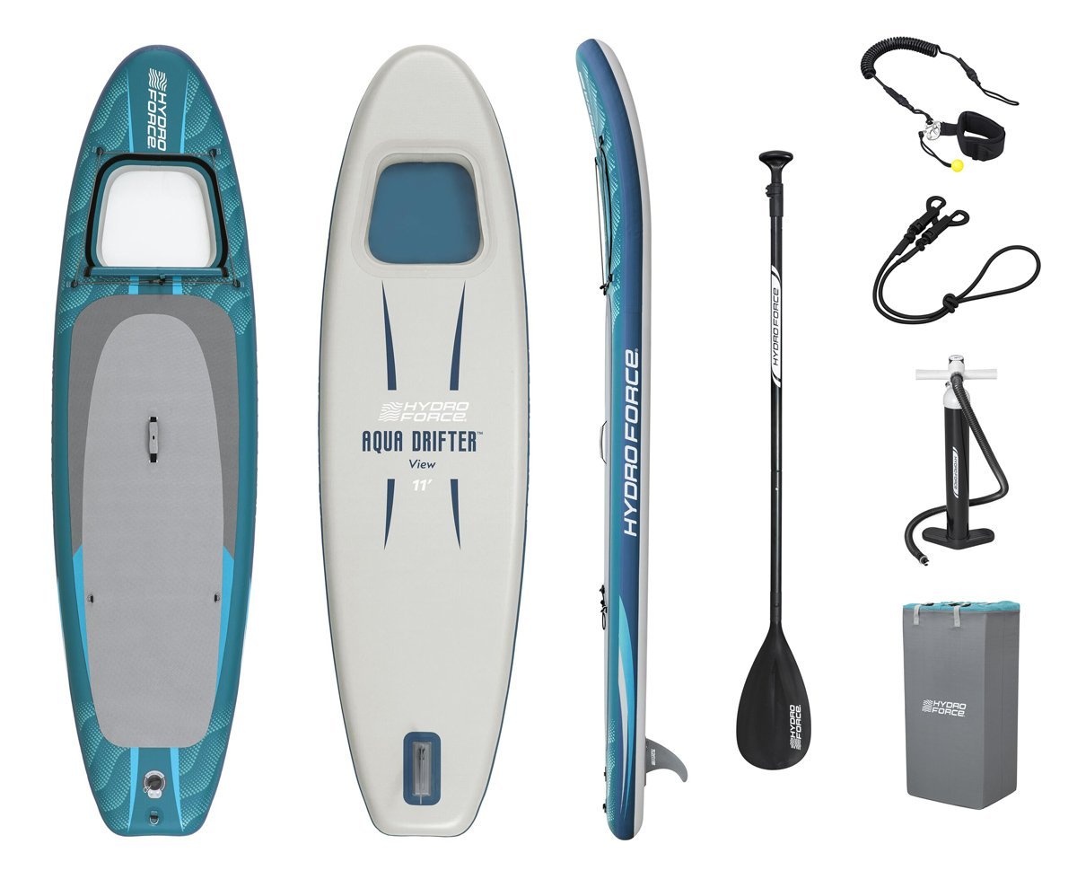 BESTWAY φουσκωτή σανίδα SUP Aqua Drifter View με διάφανο παράθυρο, 335x91.5x15cm, μπλε