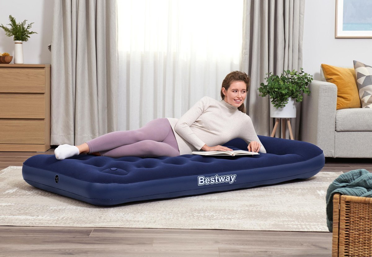 BESTWAY φουσκωτό στρώμα με ενσωματωμένη τρόμπα & μαξιλάρι, μονό, 188x99x28cm, μπλε - Image 3
