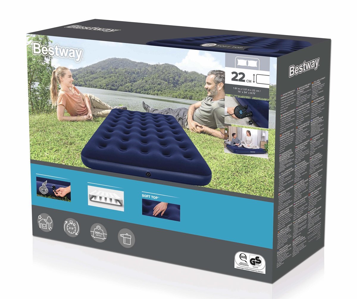 BESTWAY φουσκωτό στρώμα με ηλεκτρική τρόμπα, διπλό, 191x137x22cm, μπλε - Image 8