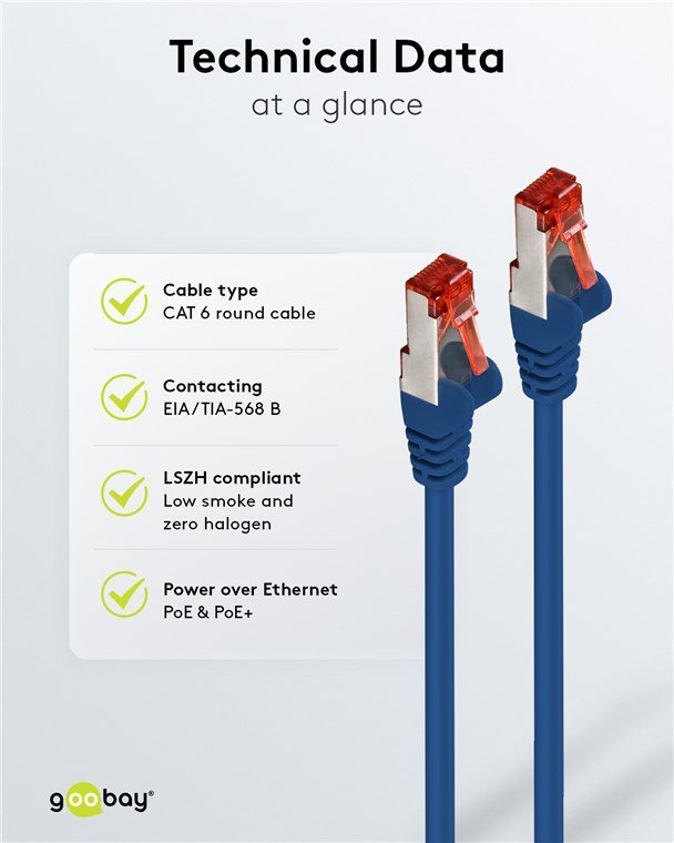 GOOBAY καλώδιο δικτύου , CAT 6 S/FTP, copper, 250MHz, 1m, μπλε - Image 6