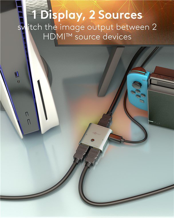 GOOBAY HDMI switch , 2 σε 1, 8K/60Hz, γκρι - Image 2