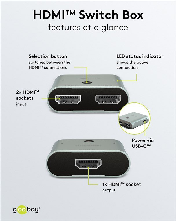 GOOBAY HDMI switch , 2 σε 1, 8K/60Hz, γκρι - Image 7