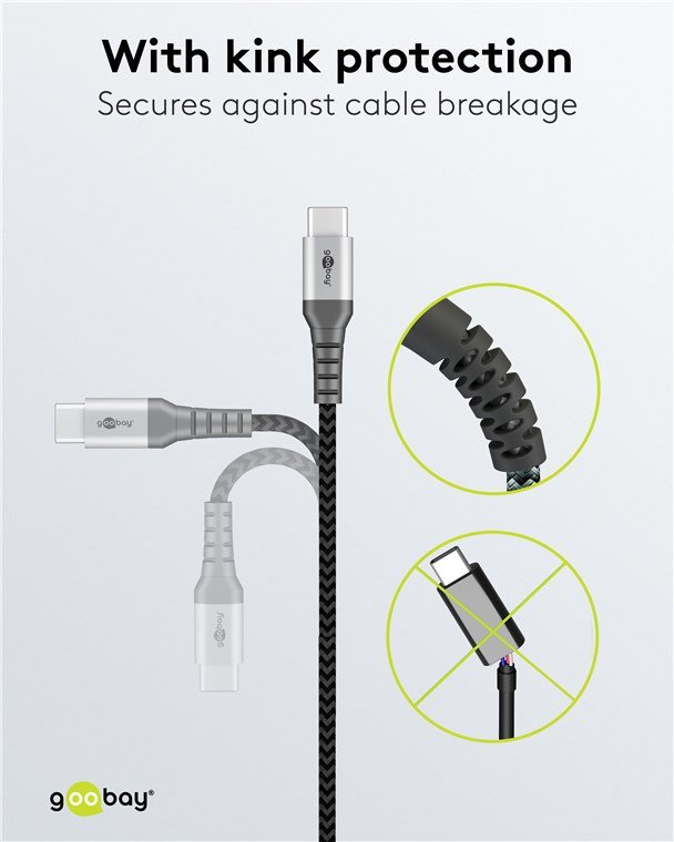 GOOBAY καλώδιο USB-C , 60W, 480Mbps, 0.15m, μαύρο - Image 3