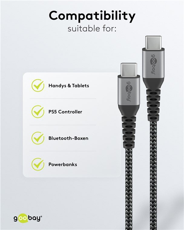 GOOBAY καλώδιο USB-C , 60W, 480Mbps, 0.15m, μαύρο - Image 5