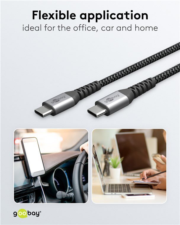 GOOBAY καλώδιο USB-C , 60W, 480Mbps, 0.15m, μαύρο - Image 7