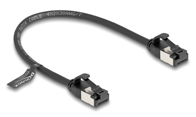 DELOCK καλώδιο δικτύου , CAT 8.1 U/FTP, 40Gbps, εύκαμπτο, 0.25m, μαύρο