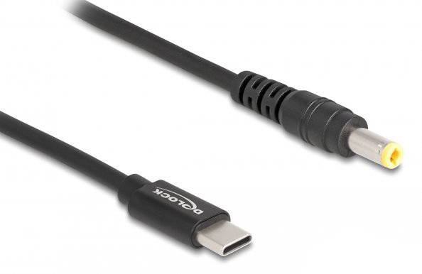 DELOCK καλώδιο τροφοδοσίας , USB-C σε 5.5x2.5mm, 1.5m, μαύρο