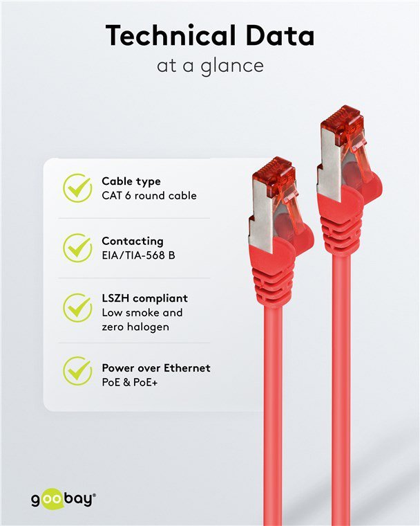 GOOBAY καλώδιο δικτύου , CAT 6 S/FTP, copper, 250MHz, 0.25m, κόκκινο - Image 6