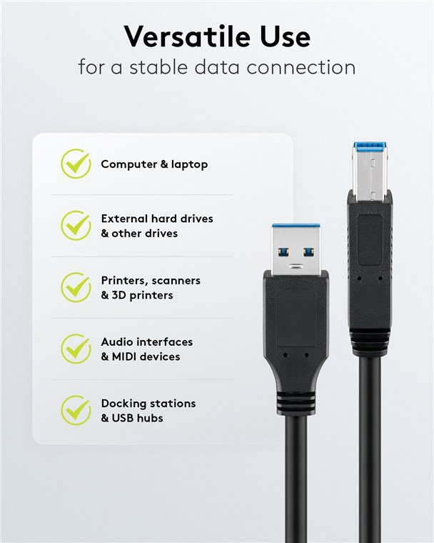 GOOBAY καλώδιο USB 3.0 σε USB Type B , 1m, 5Gbps, μαύρο - Image 3
