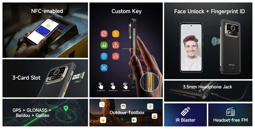 ULEFONE smartphone rmor 25T Pro, 6.78", 8/256GB, 5G, 6500mh, IP68/IP69K/MIL-STD-810H, μαύρο - Image 12