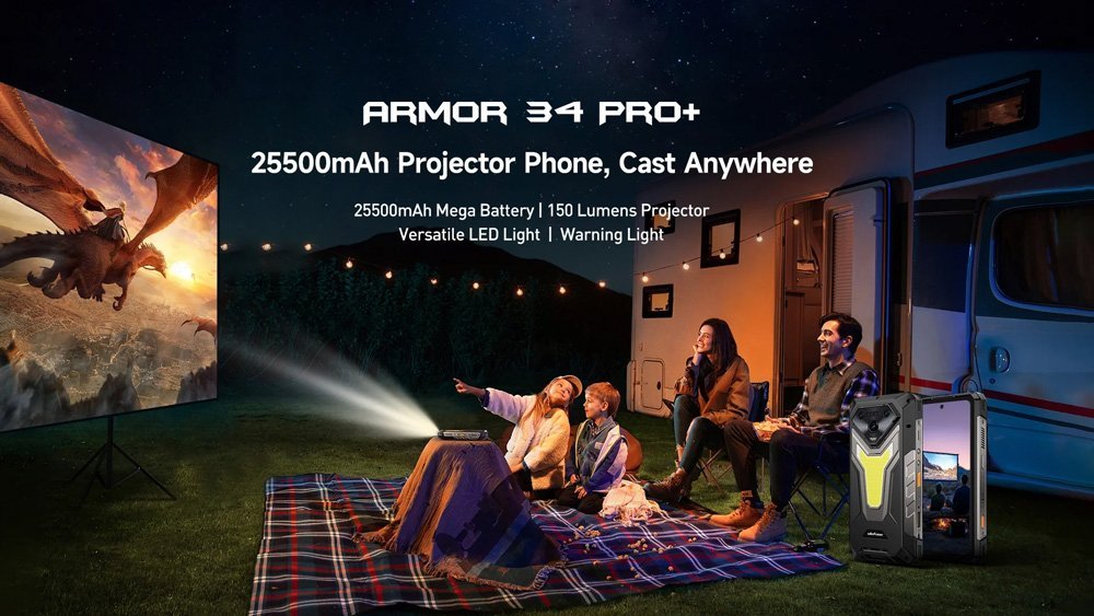 ULEFONE smartphone rmor 34 Pro Plus με βιντεοπροβολέα, 6.95", 5G, 16/512GB, 25500mh, IP68/IP69K/MIL-STD-810H, μαύρο - Image 2