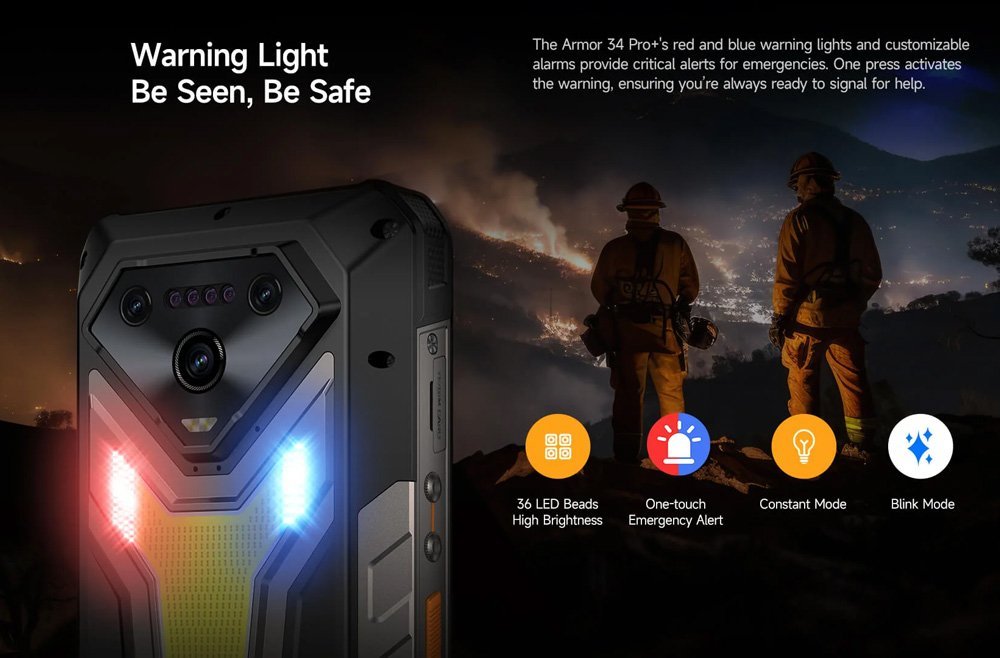 ULEFONE smartphone rmor 34 Pro Plus με βιντεοπροβολέα, 6.95", 5G, 16/512GB, 25500mh, IP68/IP69K/MIL-STD-810H, μαύρο - Image 3