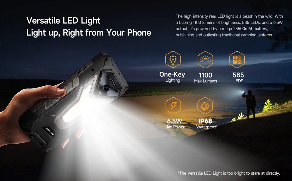ULEFONE smartphone rmor 34 Pro Plus με βιντεοπροβολέα, 6.95", 5G, 16/512GB, 25500mh, IP68/IP69K/MIL-STD-810H, μαύρο - Image 14