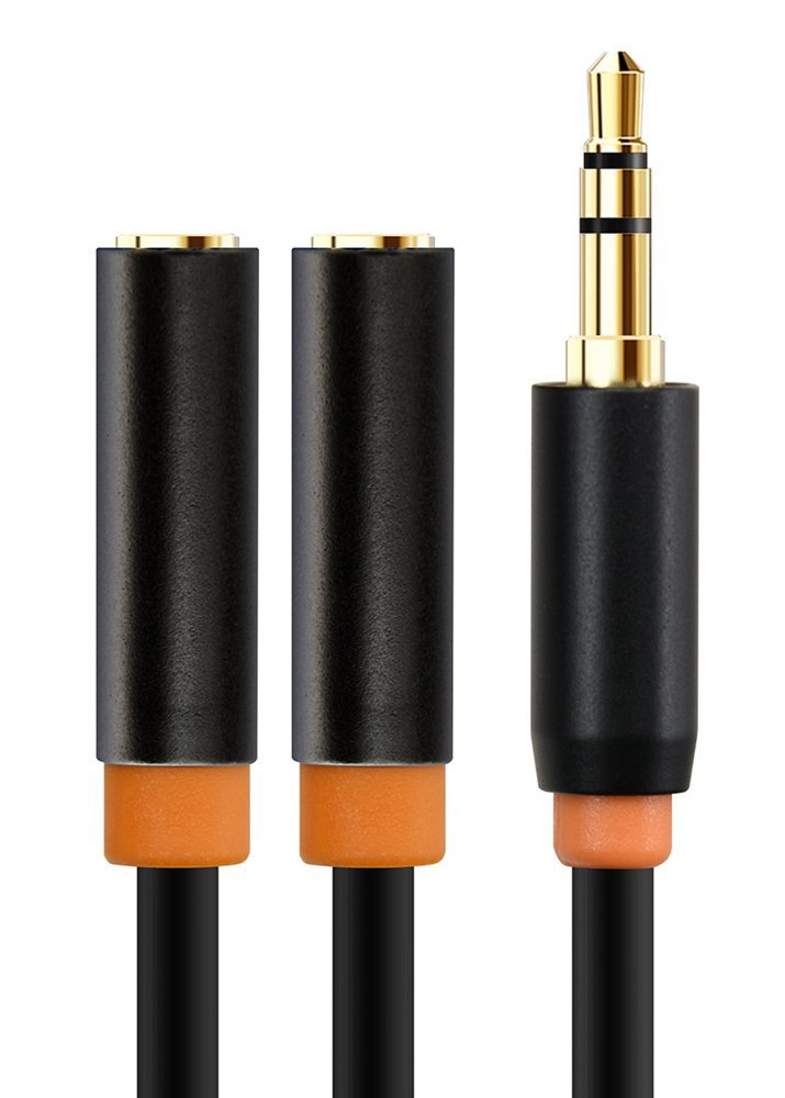 CABLETIME καλώδιο ήχου 3.5mm σε 2x 3.5mm CT-, 20cm, μαύρο