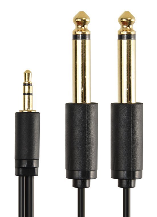CABLETIME καλώδιο ήχου 3.5mm σε 2x 6.35mm , 1.8m, μαύρο