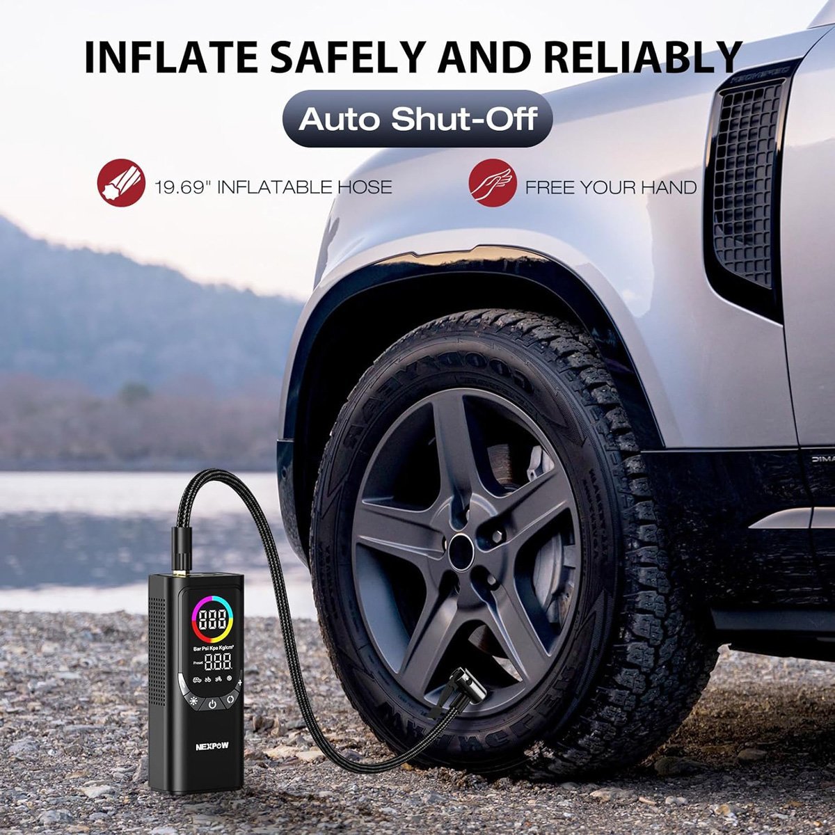 NEXPOW συμπιεστής αέρος αυτοκινήτου NP17, 6000mAh, 150PSI - Image 2