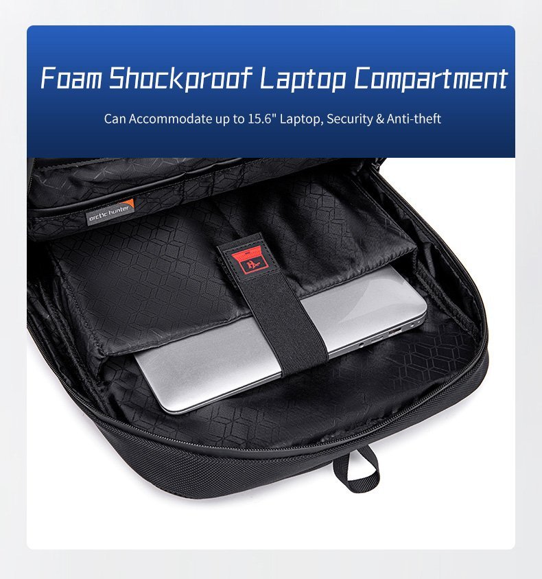 ARCTIC HUNTER τσάντα πλάτης με θήκη laptop 15.6", 20L, μαύρη - Image 4