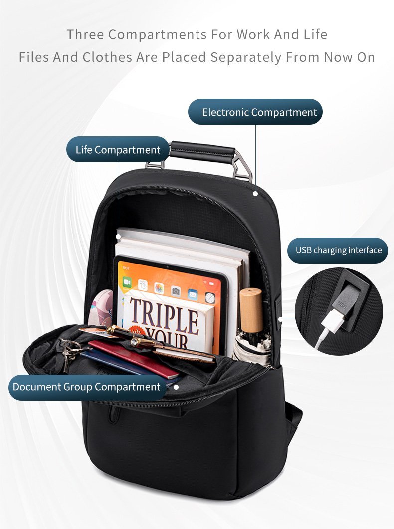 ARCTIC HUNTER τσάντα πλάτης με θήκη laptop 15.6", USB, 20L, μαύρη - Image 3