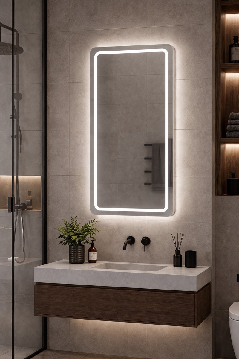 BRUNO καθρέφτης μπάνιου LED , οριζόντιος & κάθετος, 24W, 60x80cm, IP67 - Image 3