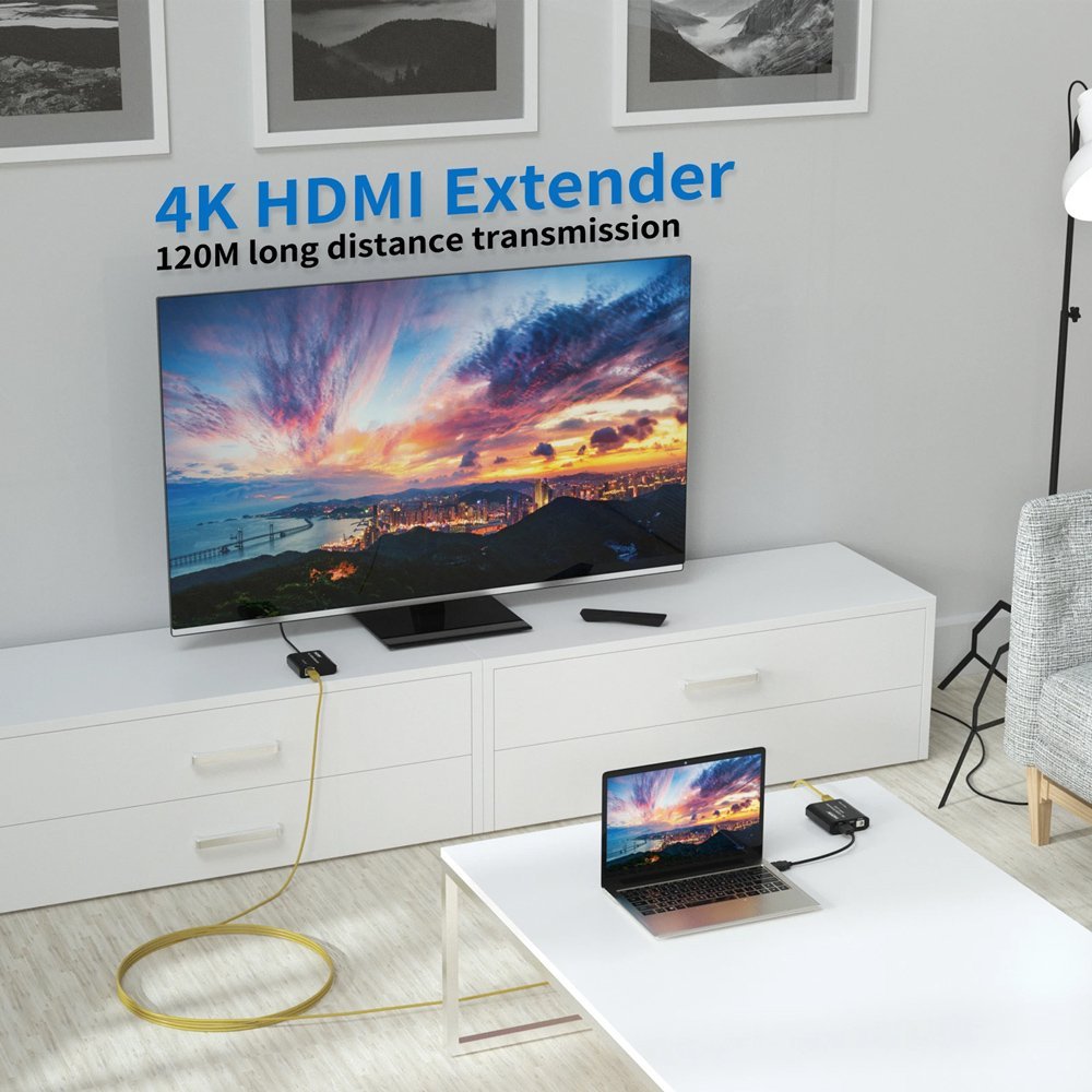 POWERTECH HDMI video extender μέσω καλωδίου RJ45, 4K/30Hz, με loop, έως 120m - Image 5