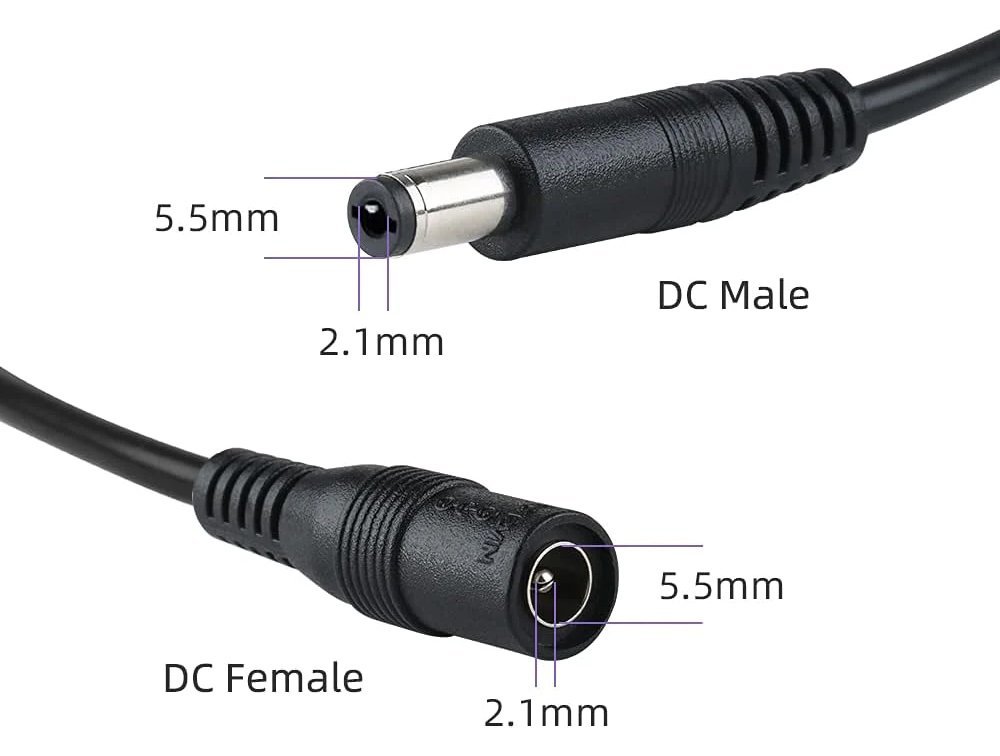 POWERTECH καλώδιο επέκτασης DC , 5.5 x 2.1mm, 10m, μαύρο - Image 2