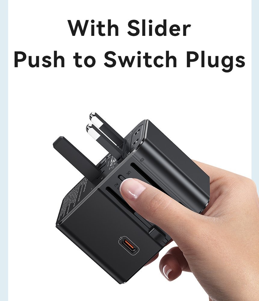 USAMS φορτιστής/αντάπτορας πρίζας , 2x USB & 3x USB-C, universal, 70W, μαύρος - Image 5