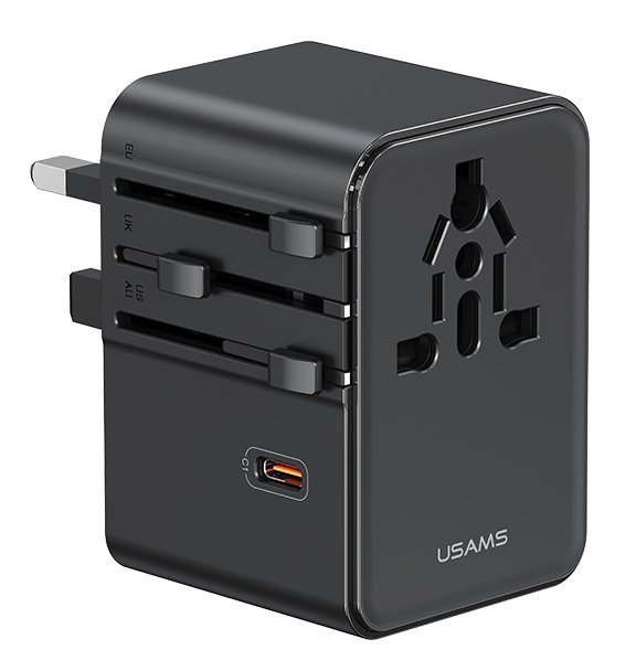 USAMS φορτιστής/αντάπτορας πρίζας , 2x USB & 3x USB-C, universal, 70W, μαύρος