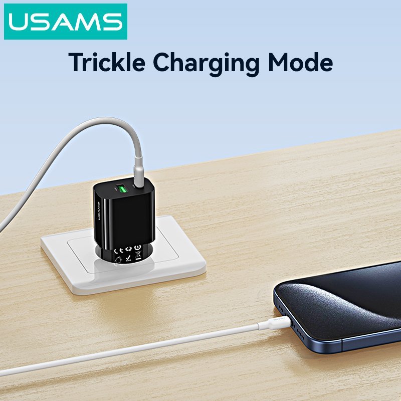 USAMS φορτιστής τοίχου , USB & USB-C, 33W, GaN, μαύρος - Image 3