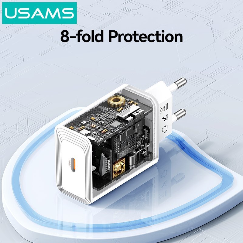 USAMS φορτιστής τοίχου , USB-C, 20W, λευκός - Image 3