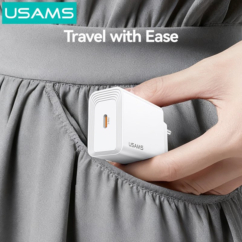 USAMS φορτιστής τοίχου , USB-C, 20W, λευκός - Image 4