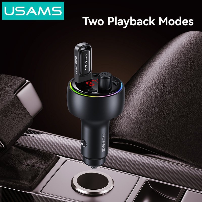 USAMS FM transmitter & φορτιστής , USB/USB-C, 30W, Bluetooth, μαύρο - Image 4