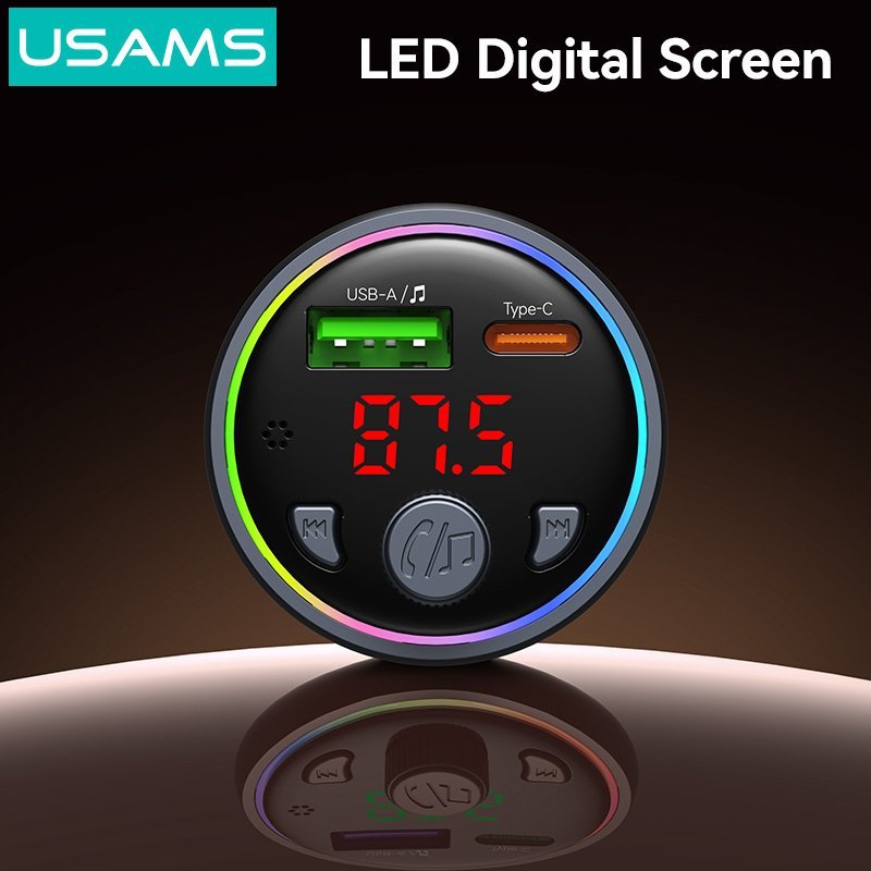 USAMS FM transmitter & φορτιστής , USB/USB-C, 30W, Bluetooth, μαύρο - Image 7