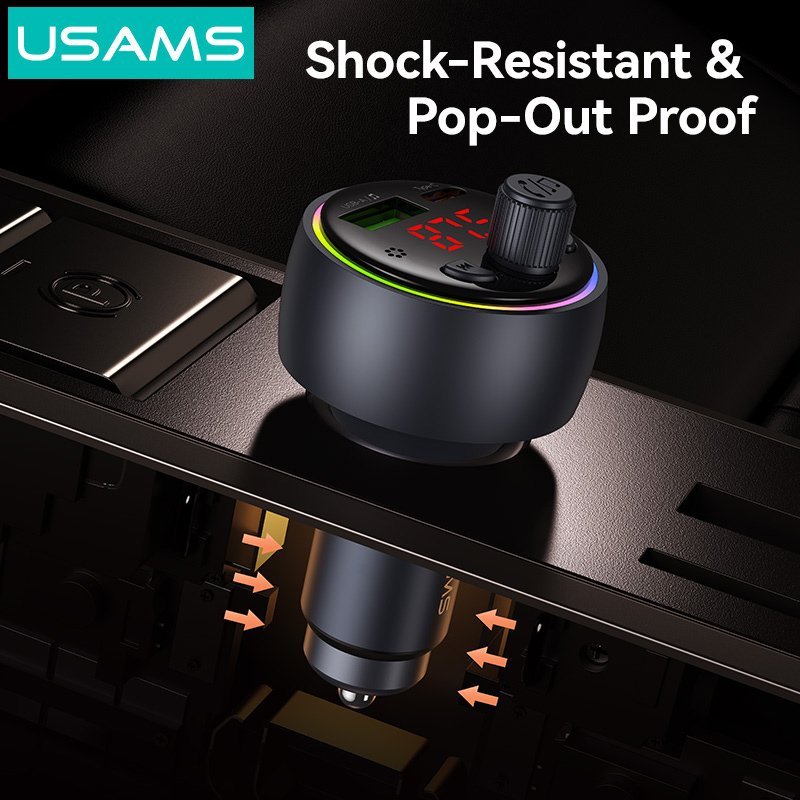 USAMS FM transmitter & φορτιστής , USB/USB-C, 30W, Bluetooth, μαύρο - Image 8