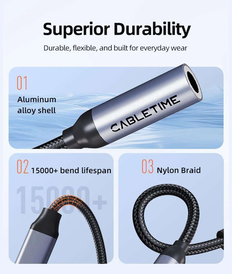 CABLETIME αντάπτορας USB-C σε 3.5mm , γκρι - Image 2