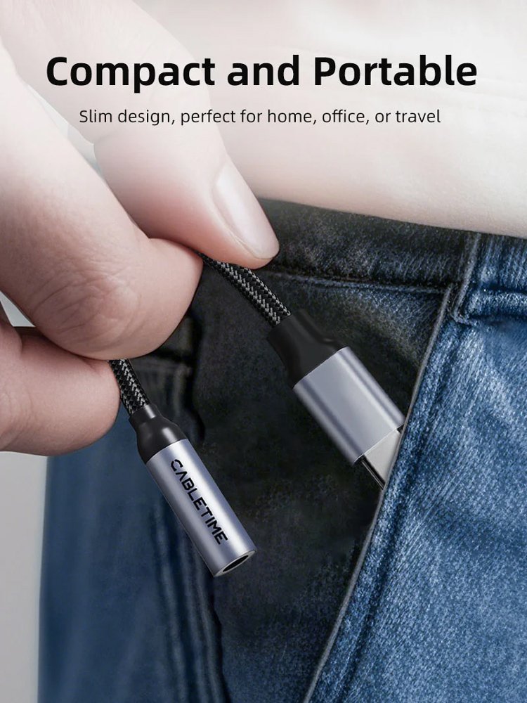 CABLETIME αντάπτορας USB-C σε 3.5mm , γκρι - Image 3