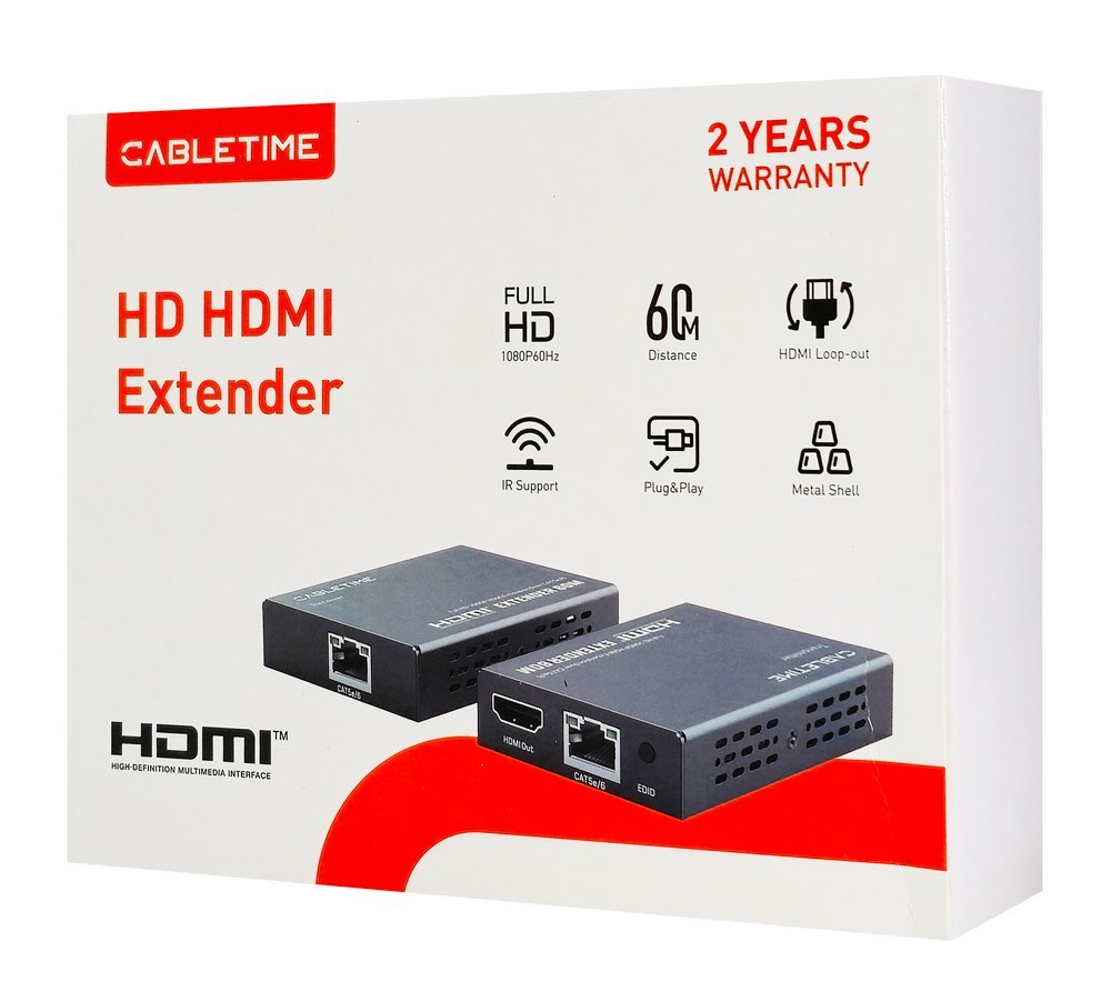 CABLETIME HDMI video extender μέσω καλωδίου RJ45, 1080p/60Hz, έως 60m - Image 10