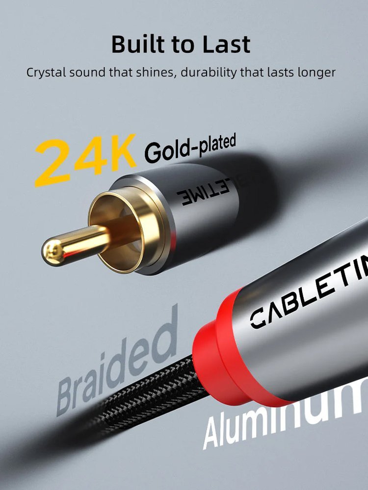CABLETIME καλώδιο ήχου 2x RCA σε 2x RCA , 5m, μαύρο - Image 3