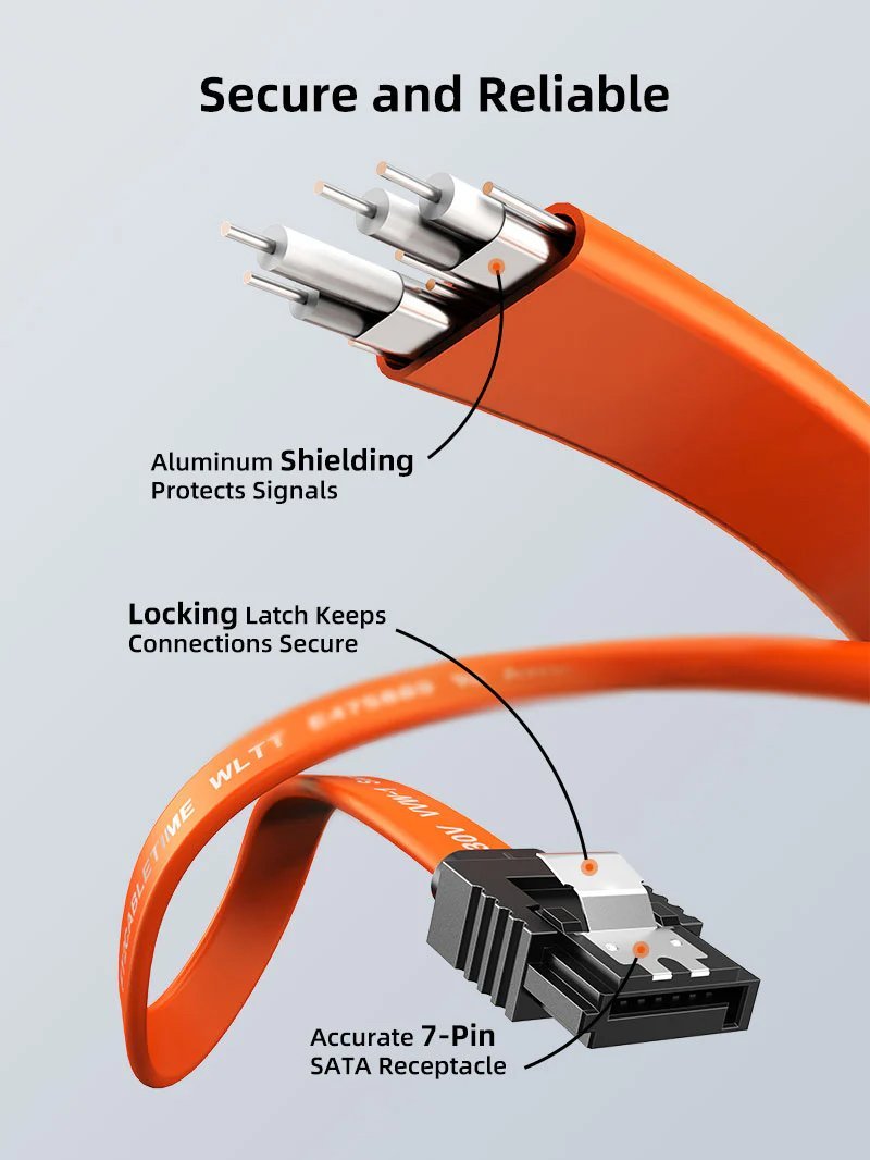 kalodio SATA III, goniako, 6Gbps, 0.50m, portokali 0.50m