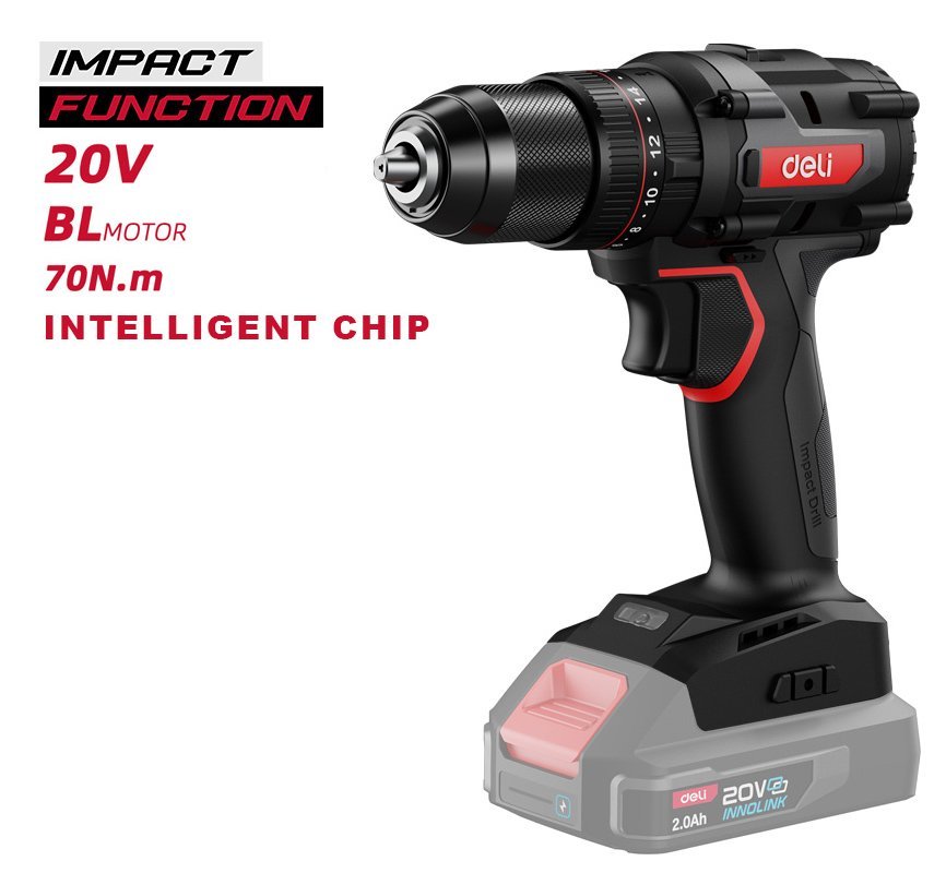 DELI κρουστικό δραπανοκατσάβιδο μπαταρίας , Brushless, 20V, 70N.m
