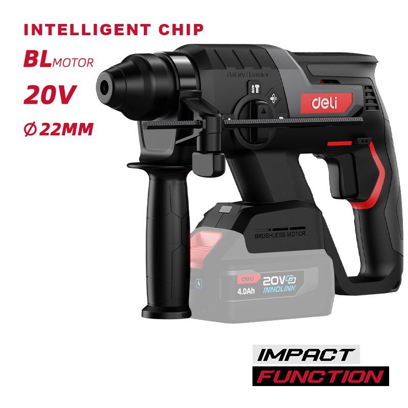DELI κρουστικό σκαπτικό μπαταρίας , Brushless, 20V, 2J